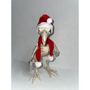 CHRISTMAS RAVEN SANTA HAT SCARF BIRD SKELETON CHRISTMAS DECORATION SE18119
